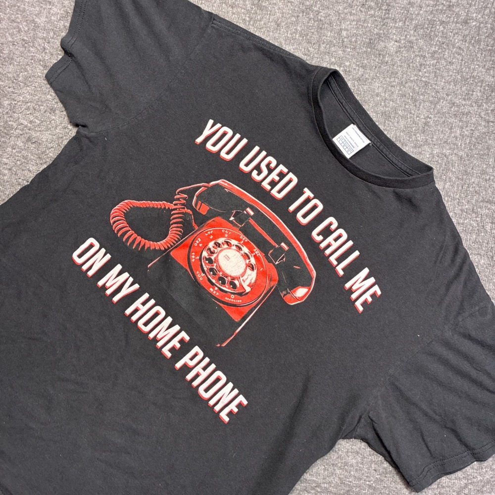 Gildan Graphic T-Shirt Mens L Black Hotline Bling Drake Lyrics Home Phone‎